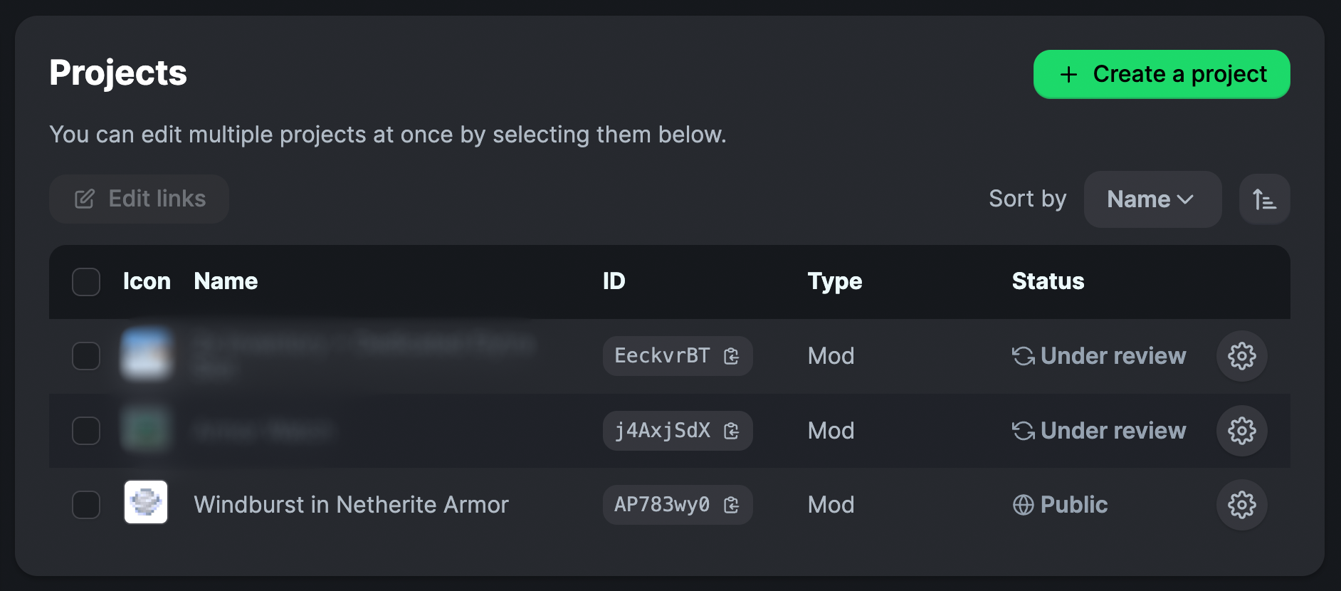 Modrinth — two mods submitted and in review